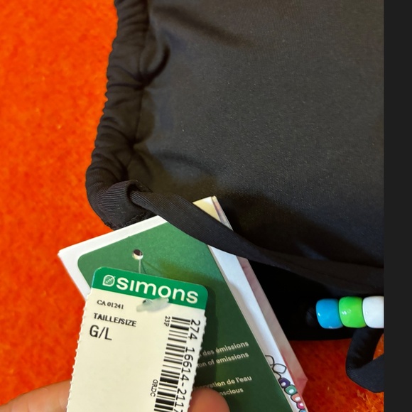 Black bead and drawstring bandeau bikini top NWT - Picture 6 of 12